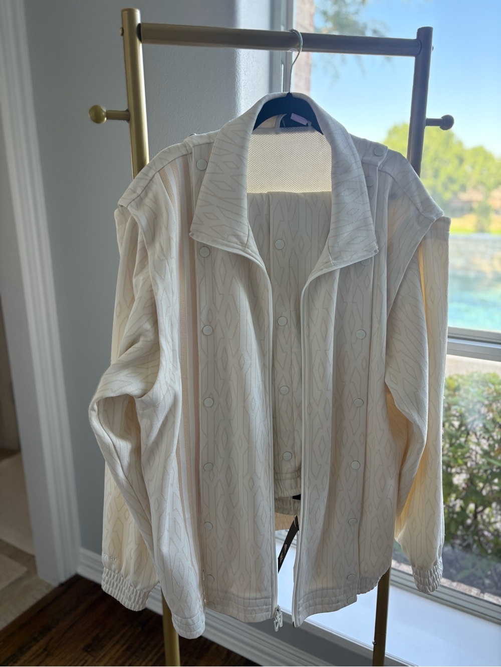 Cream Textured Button-Front Jacket